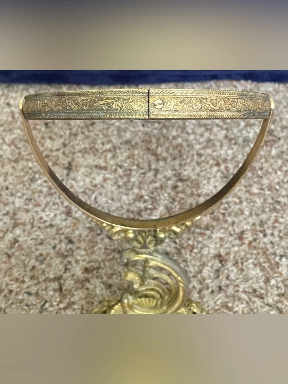Vintage Gold-Tone Vanity Mirror & Filigree Tissue Holder Hollywood Regency Style